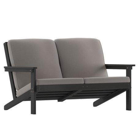 Flash Furniture Black Poly Resin Loveseat-Charcoal Cushions JJ-C14022-BK-GG